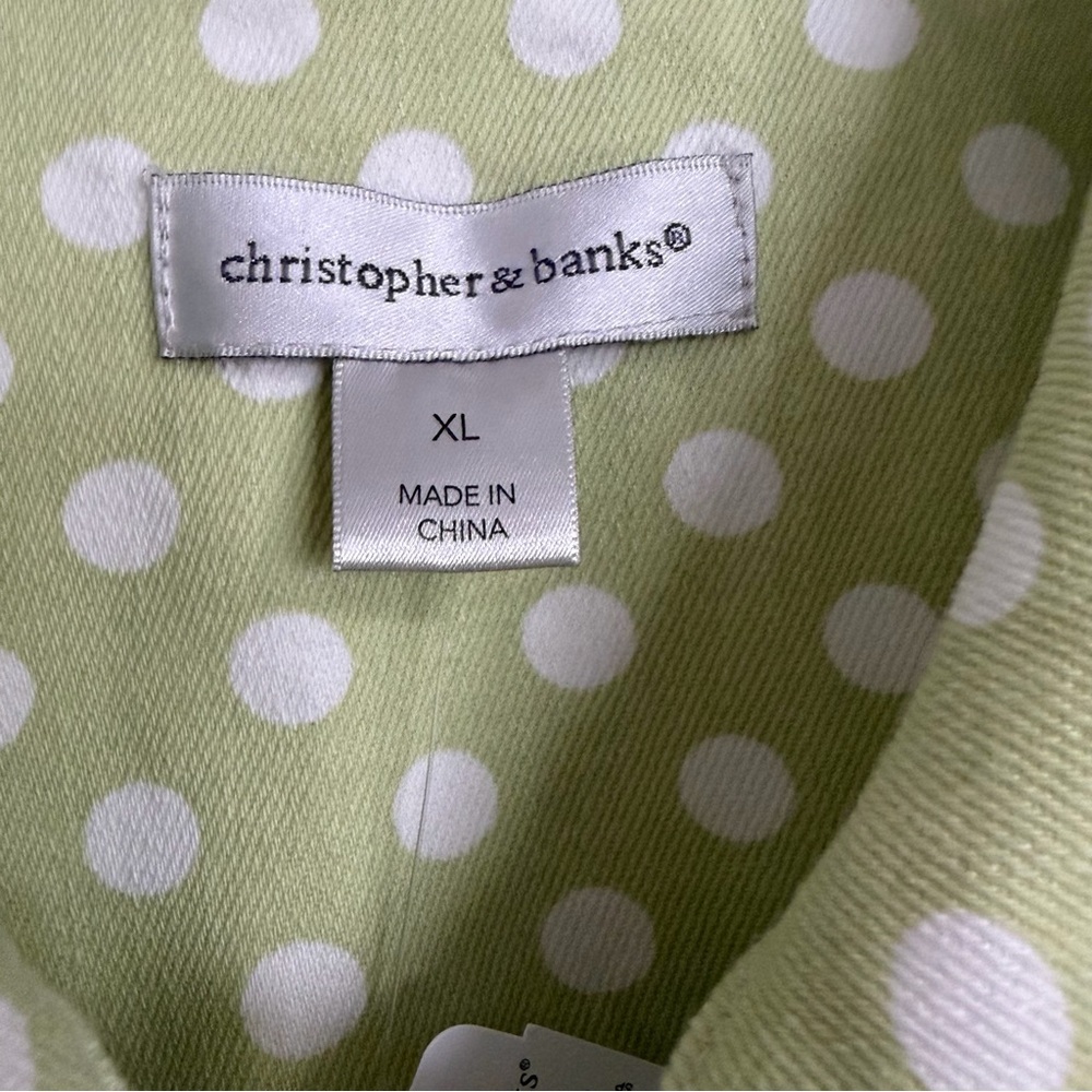 Christopher & Banks Green Polka Dot Jean Jacket - Picture 3 of 11